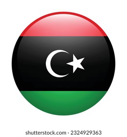 The flag of Libya. Flag icon. Standard color. Circle icon flag. 3d illustration. Computer illustration. Digital illustration. Vector illustration.