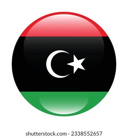 The flag of Libya. Flag icon. Standard color. Circle icon flag. 3d illustration. Computer illustration. Digital illustration. Vector illustration.