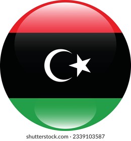 The flag of Libya. Flag icon. Standard color. Circle icon flag. 3d illustration. Computer illustration. Digital illustration. Vector illustration.