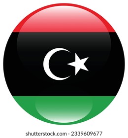 The flag of Libya. Flag icon. Standard color. Circle icon flag. 3d illustration. Computer illustration. Digital illustration. Vector illustration.