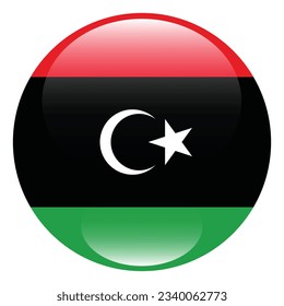 The flag of Libya. Flag icon. Standard color. Circle icon flag. 3d illustration. Computer illustration. Digital illustration. Vector illustration.