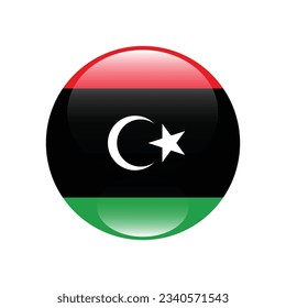 The flag of Libya. Flag icon. Standard color. Circle icon flag. 3d illustration. Computer illustration. Digital illustration. Vector illustration.