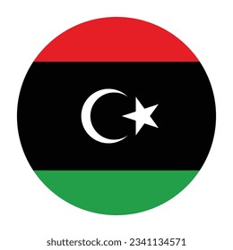 The flag of Libya. Flag icon. Standard color. Circle icon flag. Computer illustration. Digital illustration. Vector illustration.