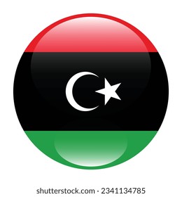 The flag of Libya. Flag icon. Standard color. Circle icon flag. 3d illustration. Computer illustration. Digital illustration. Vector illustration.