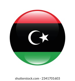 The flag of Libya. Flag icon. Standard color. Circle icon flag. 3d illustration. Computer illustration. Digital illustration. Vector illustration.