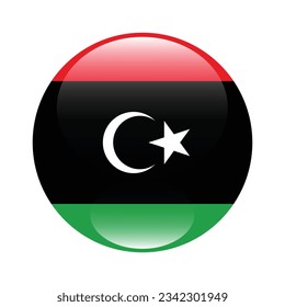 The flag of Libya. Flag icon. Standard color. Circle icon flag. 3d illustration. Computer illustration. Digital illustration. Vector illustration.