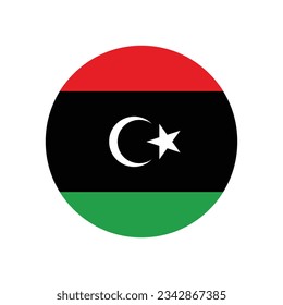 The flag of Libya. Flag icon. Standard color. Circle icon flag. Computer illustration. Digital illustration. Vector illustration.