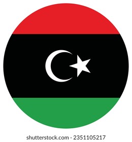 The flag of Libya. Flag icon. Standard color. Circle icon flag. Computer illustration. Digital illustration. Vector illustration.