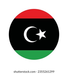 Flag of Libya. Libya flag. Flag icon. Standard color. Circle icon flag. Computer illustration. Digital illustration. Vector illustration.