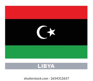 Flagge von Libyen. Flaggensymbol. Standardfarben. Standardgröße. Rechteckiges Flag.
