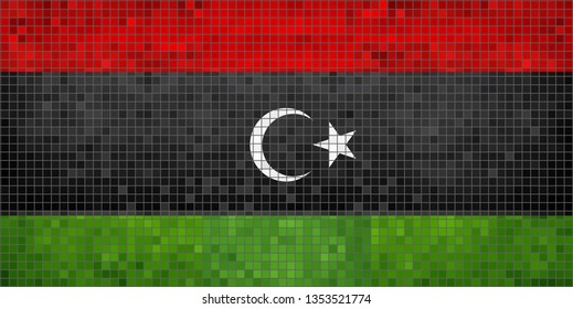 Flag of Libya - Illustration, 
Abstract grunge mosaic vector