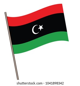 Flag of Libya , Libyat flag waving isolated vector illustration