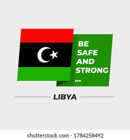 Flag of Libya : National flag icon with encouraging message isolated on light grey background : Vector Illustration