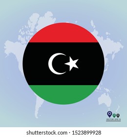 Flag of Libya Round Glossy Icon. Vector illustration eps 10.