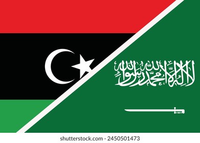 Flag of Libya and Saudi Arabia concept graphic element Illustration template design
