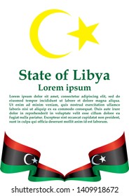 Flag of Libya, State of Libya. Template for award design, an official document with the flag of Libya. Bright, colorful vector illustration.