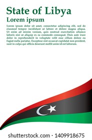 Flag of Libya, State of Libya. Template for award design, an official document with the flag of Libya. Bright, colorful vector illustration.