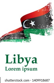 Flag of Libya, State of Libya. Template for award design, an official document with the flag of Libya. Bright, colorful vector illustration.