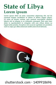 Flag of Libya, State of Libya. Template for award design, an official document with the flag of Libya. Bright, colorful vector illustration.