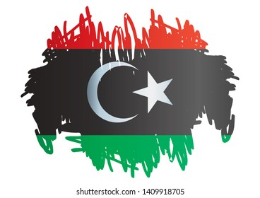 Flag of Libya, State of Libya. Template for award design, an official document with the flag of Libya. Bright, colorful vector illustration.