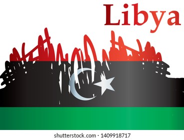 Flag of Libya, State of Libya. Template for award design, an official document with the flag of Libya. Bright, colorful vector illustration.