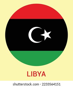 Flag Of Libya, Libya flag vector illustration, Libya flag in a circle.