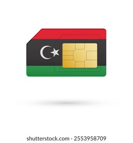 Flag of Libya. Vector illustration of SIM Card with flag on white background