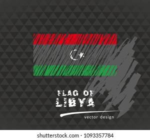 Flag of Libya, vector pen illustration on black background