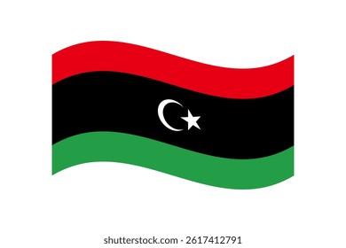 Flag of Libya. Libya wavy flag digital vector illustration. Fluttering flag.
