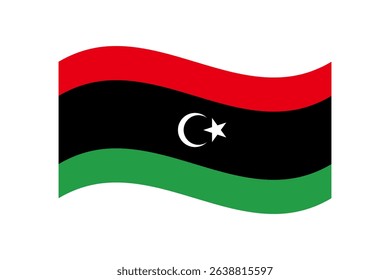 Flag of Libya. Libya wavy flag digital vector illustration. Fluttering flag.