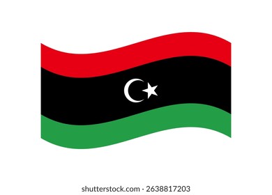 Flag of Libya. Libya wavy flag digital vector illustration. Fluttering flag.