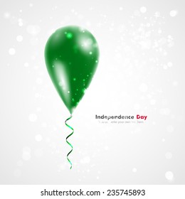 Flag of the Libyan Arab Jamahiriya Celebration and gifts. Ribbon in the colors are twisted under the balloon. Independence Day. Balloons on the feast of the national