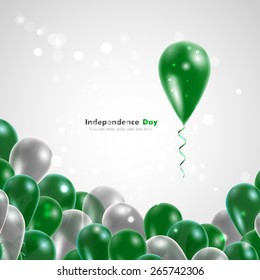 Flag of the Libyan Arab Jamahiriya on balloon. Celebration and gifts. Ribbon in the colors are twisted. Independence Day. Balloons on the feast of the national