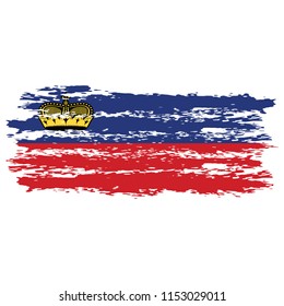 Flag of Liechtechtenstein the illustration vector on a white background, brush stroke Design Elements