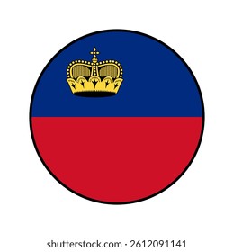 Flag of Liechtenstein. Black edge. Liechtenstein circle flag logo icon computer vector illustration design.