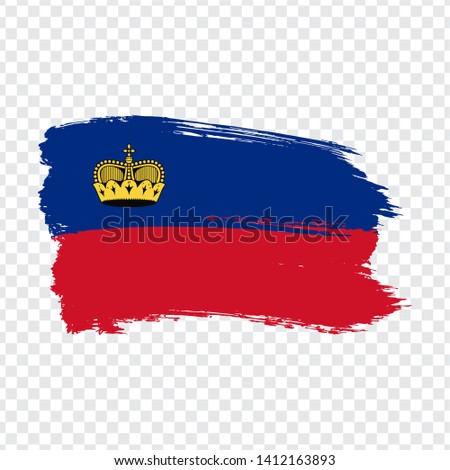 Flag Liechtenstein from brush strokes.  Flag  Principality of Liechtenstein on  transparent background for your web site design, logo, app, UI. Stock vector. Vector illustration EPS10