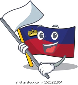 With flag flag liechtenstein in the cartoon shape