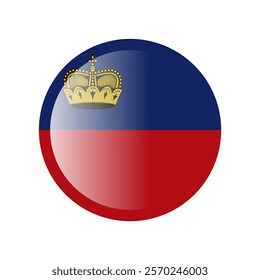 The flag of liechtenstein . Circle icon flag. Button flag icon. Standard color. 3d illustration. glossy circle badge	