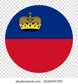 Flag of Liechtenstein. Liechtenstein circle flag logo icon computer vector illustration design. Checkerboard background.