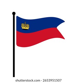 Bandeira do Liechtenstein. Bandeira de Liechtenstein computador digital vetor ilustração ícone design. Bandeira de mastro flutuante.