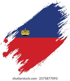 Flag of Liechtenstein Grunge Brush Stroke Style Vector