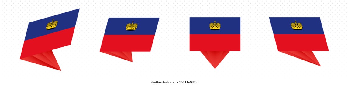 Flag of Liechtenstein in modern abstract design, vector flag set.
