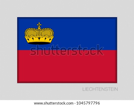 Flag of Liechtenstein. National Ensign Aspect Ratio 2 to 3 on Gray Cardboard