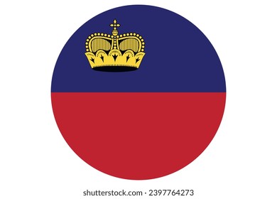 Flag of Liechtenstein. National symbol in official colors. Template icon. Abstract vector background. Round glass light ball, 3D big bubble, sphere.