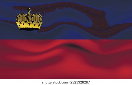 Bandeira do Liechtenstein. Símbolo nacional em cores oficiais. Ícone Modelo. Vetor de fundo abstrato.