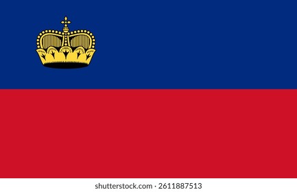 Flag of Liechtenstein. Liechtenstein flag official colors and proportion digital vector illustration.