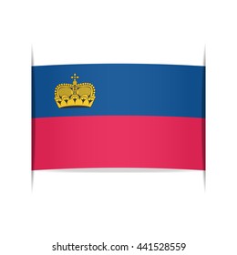 Flag of Liechtenstein, officially the Principality of Liechtenstein. Vector illustration of a stylized flag. The slit in the paper with shadows. Element for infographics.