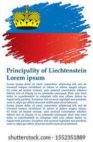 Flag of Liechtenstein, Principality of Liechtenstein. Template for award design, an official document with the flag of Liechtenstein. Bright, colorful vector illustration for graphic and web design.