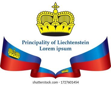Flag of Liechtenstein, Principality of Liechtenstein. Template for award design, an official document with the flag of Liechtenstein. 