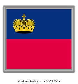 Flag of Liechtenstein with silver frame